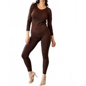 NEW LITTLE SECRET OF MINE women's fleece leggings set in brown